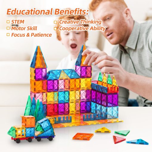 Bloques Magneticos, 100 Piezas Bloques Magneticos para Ninos, Juego de Juguetes Magnet 3D Montessori, Juguetes Educativos de Construccion STEM para Ninos y Ninas de 3+ Anos, Regalos de Navidad y Cumpleanos - Imagen 2