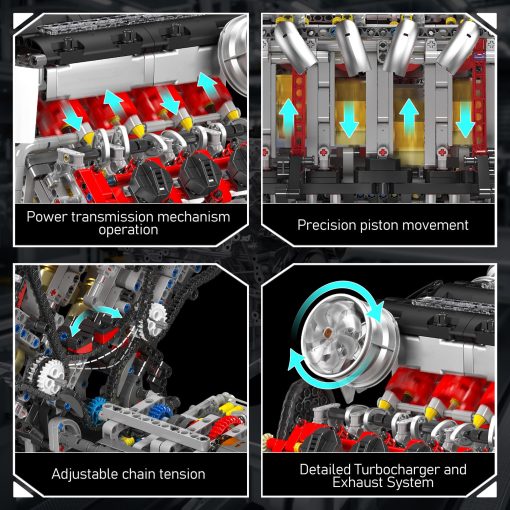 Kit de modelo de motor V8 Mould King 10130 - 2718 piezas para construir tu propio motor de supercoche - Proyecto DIY STEM para ninos/adolescentes, kit de bloques de construccion de hobby para adultos - Imagen 3