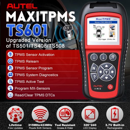 Autel MaxiTPMS TS601 TPMS Relearn Tool - Herramienta de Programacion TPMS Actualizacion de Autel TS508K/TS508/TS501/TS408/TS401, Activar/Reaprender Todos los Sensores TPMS Conocidos, Programar MX-Sensors (315/433MHz), Restablecer TPMS - Imagen 2