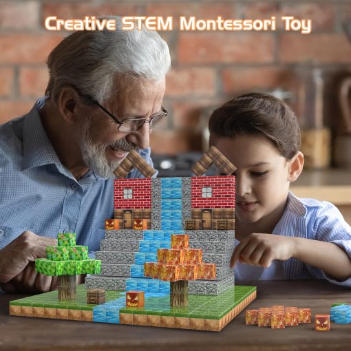 Bloques Magneticos AESGOGO, 72 Piezas Juguete STEM Montessori para Crear un Mundo con Imanes DIY, Juguetes de Construccion Creativos para Ninos Ninas Edades 3-5 5-7 6-8, Apilamiento de Cubos para Ninos Pequenos. - Imagen 3