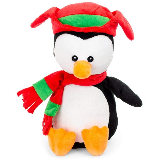Juguete de Peluche para Mascotas de Mundo Regalable Navideno Ping?ino, Santa, Reno, Oso, Muneco de Nieve o Perro (Ping?ino de 9")