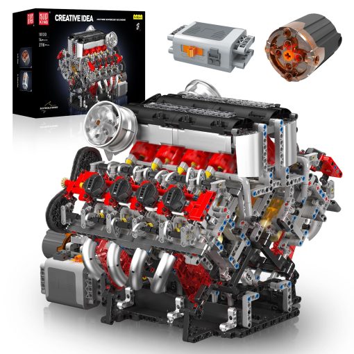 Kit de modelo de motor V8 Mould King 10130 - 2718 piezas para construir tu propio motor de supercoche - Proyecto DIY STEM para ninos/adolescentes, kit de bloques de construccion de hobby para adultos
