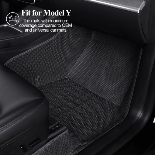 Tapetes para piso de automovil todo clima Accesorios interiores de automoviles Moldeo integrado Impermeables y resistentes al desgaste Ajuste personalizado para Tesla Model Y 2020-2024 - Imagen 4