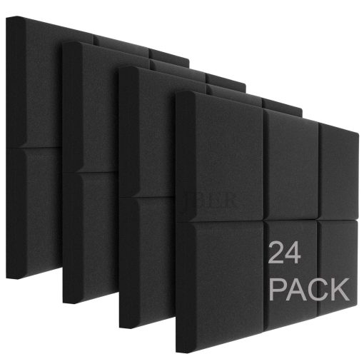 JBER Acoustic Studio Foam, 24 Pack 2" X 12" X 12" Paneles de Espuma Acustica Redonda en Forma de C para Tratamiento de Insonorizacion Pared de Estudio Absorcion de Sonido Aislamiento de Fuego Azulejos de Cuña de Piramide