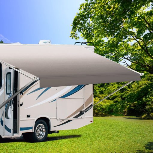 Retiro de Tela para Toldo de RV Dulepax (Tela de 19'2") Tela de Vinilo de 16 oz Resistente - Retiro de Toldo para RV Universal para todas las Marcas de Toldos - Gris Desvanecido Senior