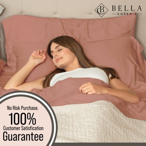 Juego de sabanas de lujo Bella Coterie Split King de bambu | Cultivado organicamente | Ultra suave | Refrescante para los que duermen con calor | Bolsillo profundo de 18" | Viscosa de bambu [Raisin] - Imagen 6