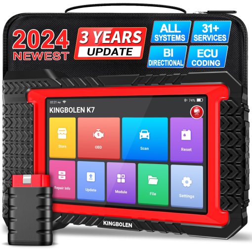Escaner OBD2 Bluetooth KINGBOLEN K7: Actualizacion Gratuita por 3 Anos, Herramienta de Escaneo Bidireccional 2024 con Codificacion ECU, 31+ Resets, FCA AutoAuth, Reaprendizaje del Cigüenal, Prueba Activa, Escaner de Diagnostico Automotriz para Todos los Sistemas