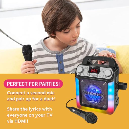 Maquina de Karaoke Portatil Singing Machine con Microfono con Cable, Bluetooth, Luces LED - Para Adultos y Ninos - Imagen 4