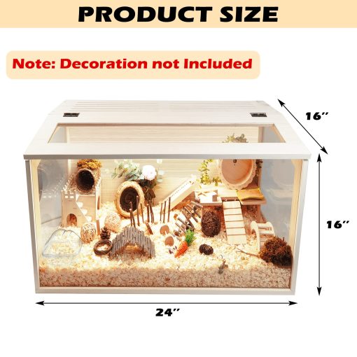 Jaula de hamster Prolee de Madera Extra Grande para Ratones y Ratones con Tapa Abierta y Laminas Acrilicas, Construccion Solida (24 Pulgadas) - Imagen 2