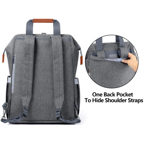 Bolso para sacaleches LUXJA con bolsa para leche materna (para cuatro botellas de leche materna de 5 onzas), mochila para sacaleches con compartimentos para la bolsa enfriadora y portatil (Adecuada para madres trabajadoras), color gris - Imagen 4