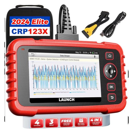LAUNCH OBD2 Scanner CRP123X Elite Car Scanner, 2024 Actualizacion en Linea de por Vida, Herramienta de Escaneo de Diagnostico con Reinicio de SAS/Acelerador, ABS SRS Transmision Lector de Codigos de Error del Motor del Automovil, Auto VIN, Prueba de Bateria...
