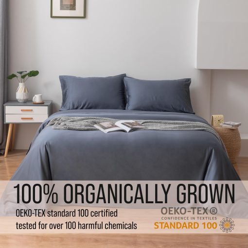 Juego de sabanas de lujo Bella Coterie Luxury Queen Bamboo | Cultivadas organicamente | Ultra suaves | Refrescantes para los que duermen caliente | Bolsillo profundo de 18" | Viscosa de bambu [Azul pizarra] - Imagen 4