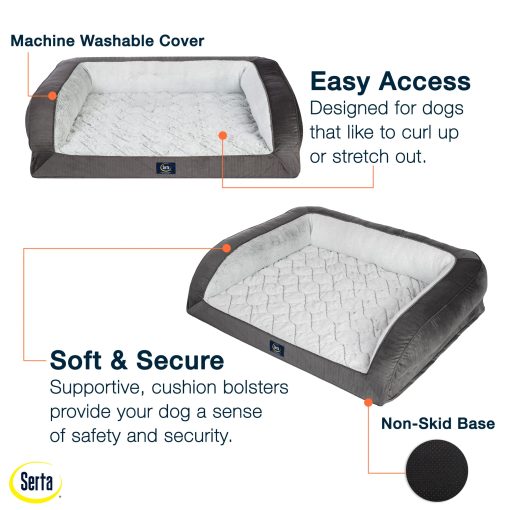 Cama para Perros Serta Ortopedica con Cojin Acolchado - Gris Pizarra (Grande) - Imagen 3