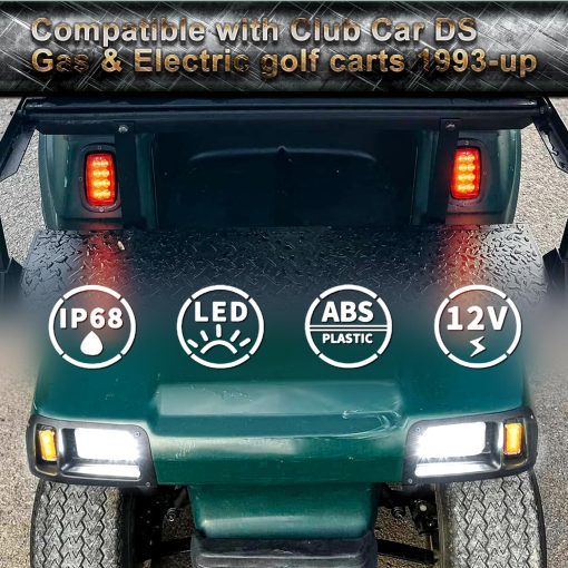 Kit de luces de golf Orle Oko Deluxe para carrito de golf Club Car DS 12V Kit mejorado de faros y luces traseras para carrito de golf legal en la calle DS con luces LED desde 1993 en adelante con senales de giro interruptor de luces de emergencia bocina almohadilla de freno - Imagen 4