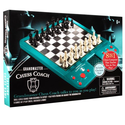 Juego de Ajedrez Electronico Gran Maestro - Juega contra oponentes, o computadora de varios niveles, con entrenador auditivo y ejercicios preestablecidos - Perfecto para ninos y adultos - con 8 juegos adicionales (Damas, Ajedrez, 4 en linea), Regalo de Navidad - Imagen 8