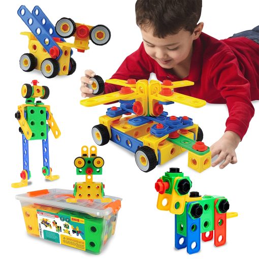 ETI Toys STEM Learning Juego de Bloques de Construccion Educativos Originales para Ninos y Ninas de 3, 4 y 5+ Anos | Juguetes de Construccion Divertidos para Kit de Juguetes para Ninos, Regalo de Juguetes STEM (172 PCS)