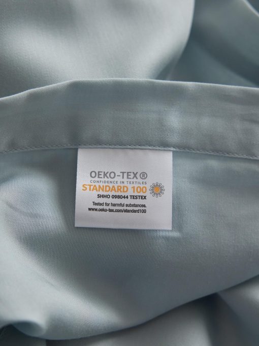 Juego de sabanas para cama Orray Queen, sabanas de lujo, 100% viscosa derivada del bambu, suaves, comodas, refrescantes, transpirables, juego de 4 piezas (Azul Niebla) - Imagen 5