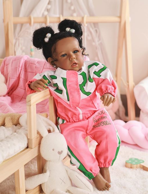 Muneca Realista Rebornova para Nina Negra, Africana Americana 20 Pulgadas con Cuerpo Suave de Silicona, Regalo de Cumpleanos para Edades 3+ - Imagen 7