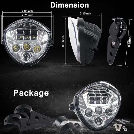 Faros Delanteros de Motocicleta LED 7 Pulgadas Hi Lo Beam Blanco y Rojo DRL con Soportes Universales de Montaje para Motocicleta Compatible con Harley Honda Kawasaki Suzuki Yamaha - Imagen 7