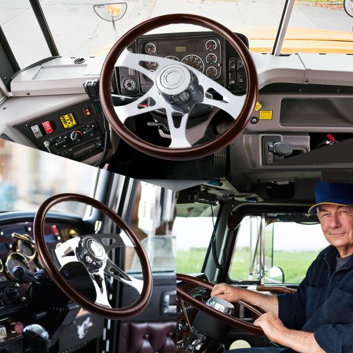 Volante de Madera de 18" para Camion Chrome 4 Radios, para Kenworth, Peterbilt, Volvo, Freightliner - Imagen 6