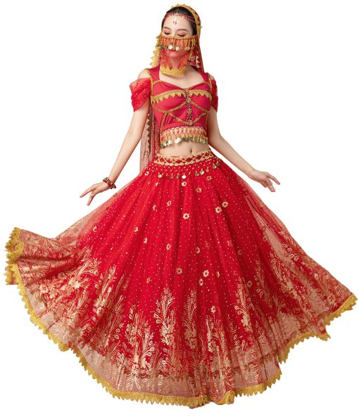 Disfraz de Princesa Aladino para Halloween Disfraz de Princesa del Vientre Conjunto de Vestido X2-Rojo Pequeno