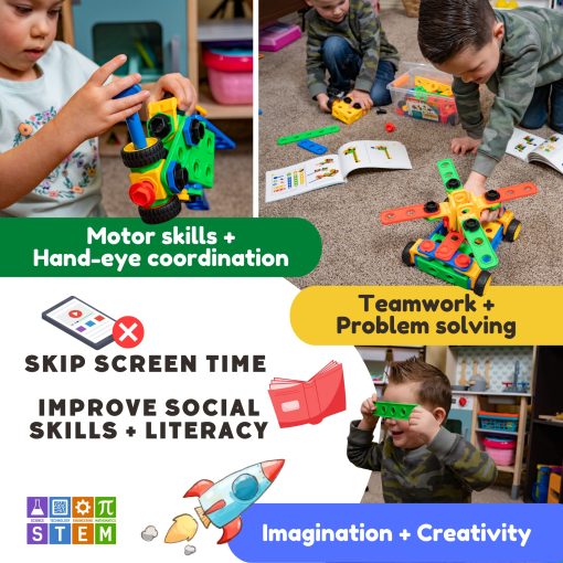 ETI Toys STEM Learning Juego de Bloques de Construccion Educativos Originales para Ninos y Ninas de 3, 4 y 5+ Anos | Juguetes de Construccion Divertidos para Kit de Juguetes para Ninos, Regalo de Juguetes STEM (172 PCS) - Imagen 4