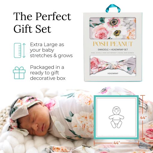 Cobija para Envolver a Bebe Posh Peanut, Suave Envoltura de Bambu Päpook con Diadema, Antiolor, Transpirable, Ligera, Mantas de Envoltura para Bebes Recien Nacidos, Regalo para Baby Shower de Nina - Imagen 6
