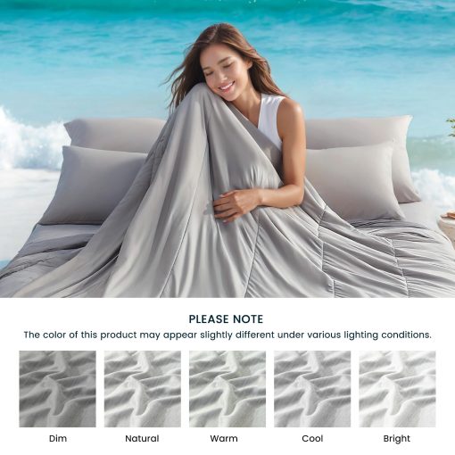 Juego de Edredon SLEEP ZONE Nanotex tamano King, 3 Piezas de Ropa de Cama Jersey Knit Reversible Sensacion Fresca, Suave y Transpirable con 2 Fundas de Almohada, 1 Edredon (Gris, 90"x106") - Imagen 7