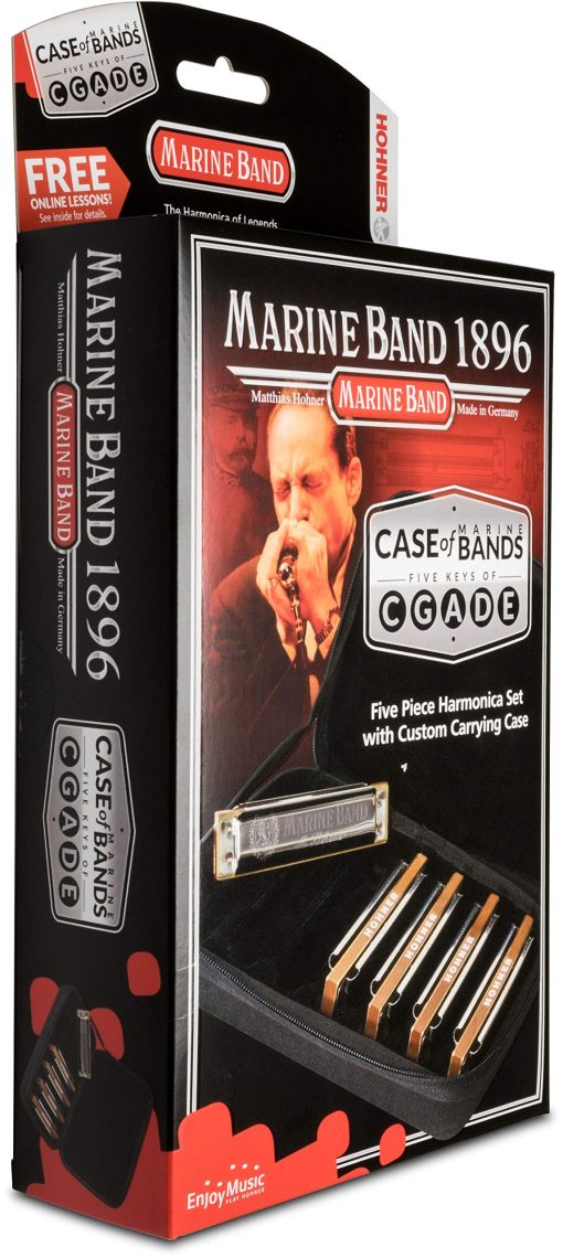 Armonica Hohner MBC Marine Band, Paquete de 5 con Estuche