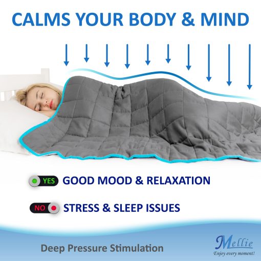 Mellie Luxury Adult Weighted Blanket - Manta Ponderada para Adultos de Lujo con Bolsa de Viaje (80x87 | 20 lbs | Manta Solamente) - Imagen 2