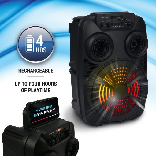 Maquina de Karaoke Singsation, Altavoz de Sonido Dinamico de 8", Altavoz Bluetooth Portatil 5.0 con Microfono, Control Remoto, Show de Luces, Refuerzo de Bajos, USB y Micro SD, AUX y FM para Fiestas - Imagen 3