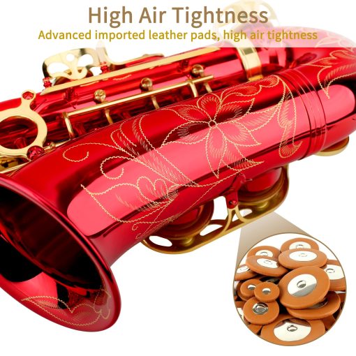 Saxofon Alto Eb, Saxofon para Principiantes, Saxofon Alto, Saxofon para Principiantes, Saxofon para Estudiantes, Saxofon Alto Profesional, Saxofon para Adultos, Saxofon para Principiantes, Saxofon (Rojo) - Imagen 4