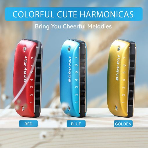 Set de Mini Armonica de 7 Agujeros de BabyFat Blues, Armonica Diatonica con cordones gratuitos, Regalos para Ninos y Principiantes, Instrumento Musical Facil de Tocar (en clave de La) - Imagen 5