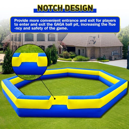 WARSUN 20FT Gaga Ball Pit Inflable con Potente Soplador, Cancha de Gagaball Portatil para Actividades Familiares Escolares y al Aire Libre Juegos Deportivos Inflables - Imagen 3