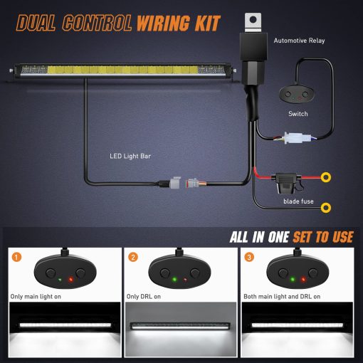 Barra de Luz LED Individual Nilight de 40.3 Pulgadas 165W 17675LM Anti-Glare Flood Spot Combo DRL Fuera de Carretera Slim Luz Bar IP68 con Kit de Cables DT 14AWG para Pickup Truck SUV ATV UTV Barco 4x4 Jeep, Garantia de 5 Anos - Imagen 4