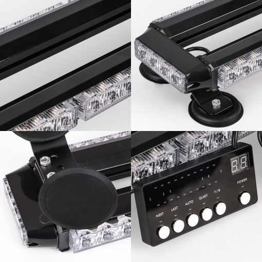 Barra de luz intermitente de advertencia de emergencia ambar amarillo de 38" CUMART para techo con base magnetica para camioneta de trabajo de remolque de nieve con doble lado luces estroboscopicas de trafico asesor con base magnetica (ambar/ambar) - Imagen 7