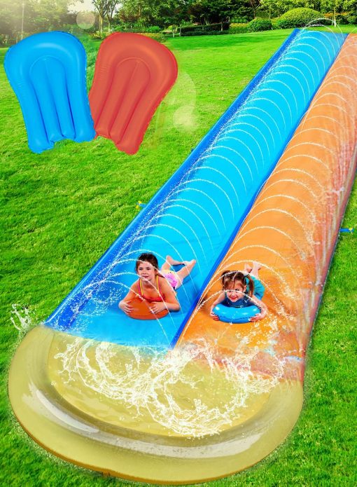Dimple Tobogan Inflable con Rociador de Agua y 2 Tablas de Surf - Juguete de Verano Perfecto para Ninos con Rociador Incorporado para el Patio Trasero - 16ft x 5ft