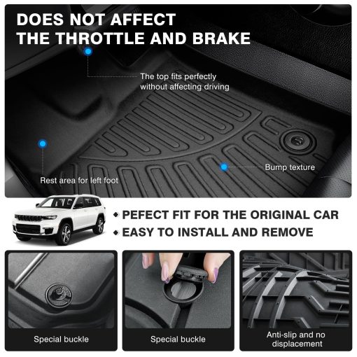 Tapetes para piso compatibles para Jeep Grand Cherokee L 6 Asientos 2021-2024 Accesorios 3ra Fila Todos Tiempo TPE Tapetes de Coche 3D Ajuste Personalizado Liners para Pisos Todo Clima - Imagen 4