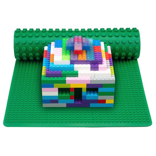 Tapete de Juego de Bloques de Construccion de Silicona SCS Direct - Set Azul/Verde de 16" Rollable y Portatil de Doble Cara para Mesas de Actividades - Compatible y Ajuste Perfecto con Todas las Principales Marcas de Bloques de Construccion, Regalo de Navidad - Imagen 5