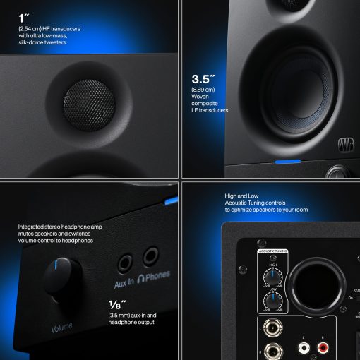 Monitores de Estudio PreSonus Eris 3.5, Par - Altavoces Activos y Potenciados para Produccion de Musica de Campo Cercano, Computadora de Escritorio, Audio Hi-Fi - Imagen 3