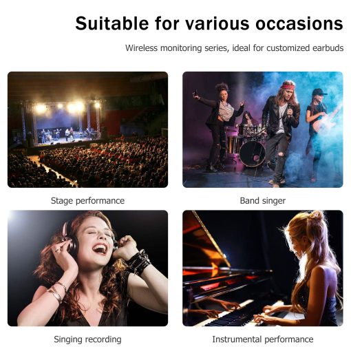 Sistema de monitorizacion inalambrica W IN-MIX EM200 UHF 2 Canales 2 Bodypacks con auriculares utilizados para escenario, banda, estudio de grabacion, actuacion en vivo - Imagen 9