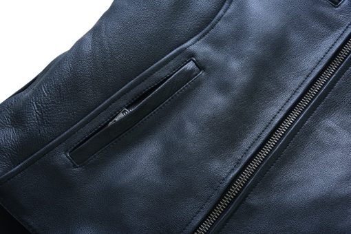 Chaqueta de Moto de Cuero para Mujer en Negro Vance Leather USA de Cuero de Vaca Encerado Suave Deportiva Crossover Biker (Grande) - Imagen 7