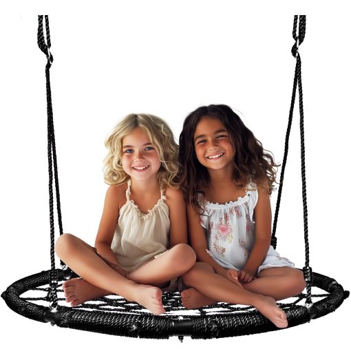 Columpio de arbol de Telaraña PlayVibe - Columpio Redondo de 40 Pulgadas para Niños al Aire Libre - Columpio con Capacidad de Peso de 800 lb, Tela Impermeable de Oxford 900D y Correas de Colgar (Negro)