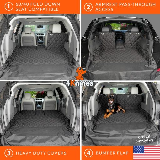 Forro para carga de SUV 4Knines para asientos abatibles 60/40 con paso de reposabrazos compatible con diseno de compania estadounidense XL Camo - Imagen 5