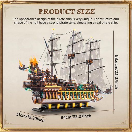 Kit de Bloques de Construccion de Modelo de Barco Pirata Mould King Large, Conjunto de Construccion de Barco Pirata Dutchman MOC para Armar, Regalo de Juguetes para Ninos de 8 anos en Adelante / Coleccionistas Adultos (4364+ Piezas) - Imagen 6