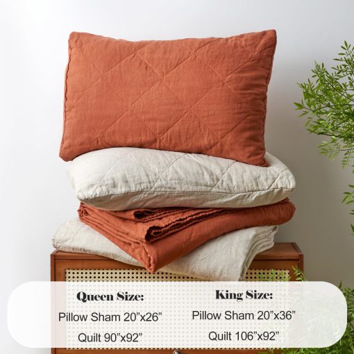 Juego de Edredon de Lino SiMBOLO DE VICTORIA Tamano King-3 Piezas Cubrecamas de Cama, Colchas de Todas las Estaciones, Cubrecamas de Lino Lavado y Relleno de Bambu, Colcha Acolchada - Imagen 7