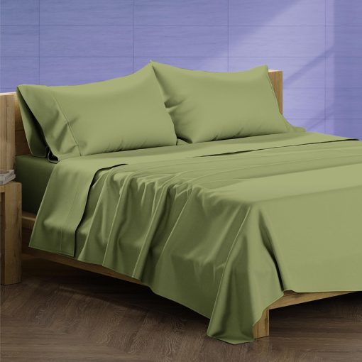 Juego de sabanas de algodon egipcio XOOX Linen 100% tamano queen - juego de sabanas de 4 piezas tamano queen de 1500 hilos de algodon egipcio, sabana de saten de lujo tamano queen, sabanas de alto conteo de hilos, bolsillo profundo de 19" - Verde Salvia