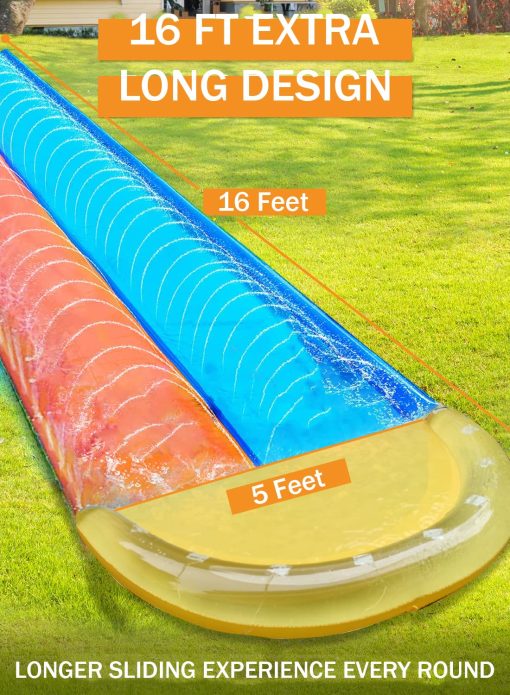 Dimple Tobogan Inflable con Rociador de Agua y 2 Tablas de Surf - Juguete de Verano Perfecto para Ninos con Rociador Incorporado para el Patio Trasero - 16ft x 5ft - Imagen 3