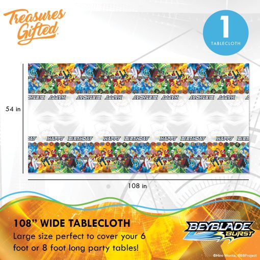 Juego de fiesta oficialmente autorizado de BEYBLADE BURST de Treasures Gifted - Sirve 16 invitados Set definitivo de suministros para fiestas BEYBLADE - Suministros para fiestas de cumpleaños de BEYBLADE - Manteles, platos, pancarta y mas de BEYBLADE - Imagen 8