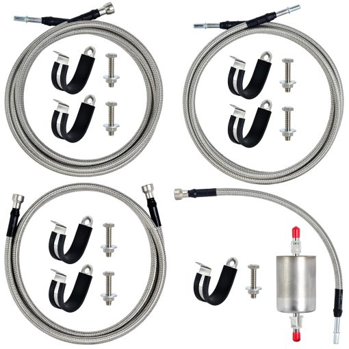 Kit de Lineas de Combustible MuHize 819-840 - Manguera de Combustible de Acero Inoxidable Trenzado Mejorada para Chevrolet Silverado y GMC Modelos 1999-2003 - Flexible OE# 15043857, 15765803 Duradero y Facil de Instalar - Imagen 8